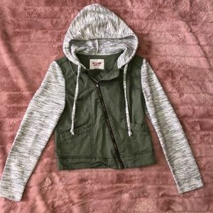 Green and heather grey jacket